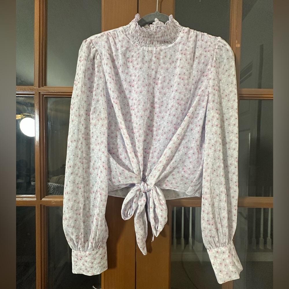 Lucy Paris Pink Floral Tie-Front Blouse